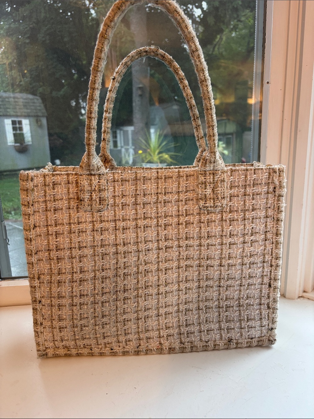 Urban Expressions Beige Tweed Tote Bag
